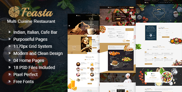 Feasta - Multi Cuisine Restaurant PSD Template