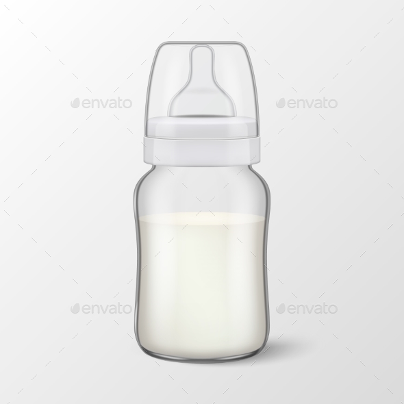 Vector Realistic Blank Baby Mother Breast Milk