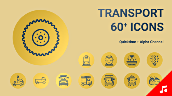 Transport Icon Set - Line Motion Graphics Icons