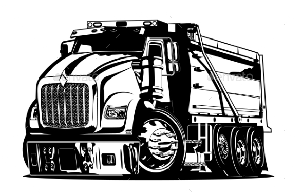 Vector Cartoon Dump Truck