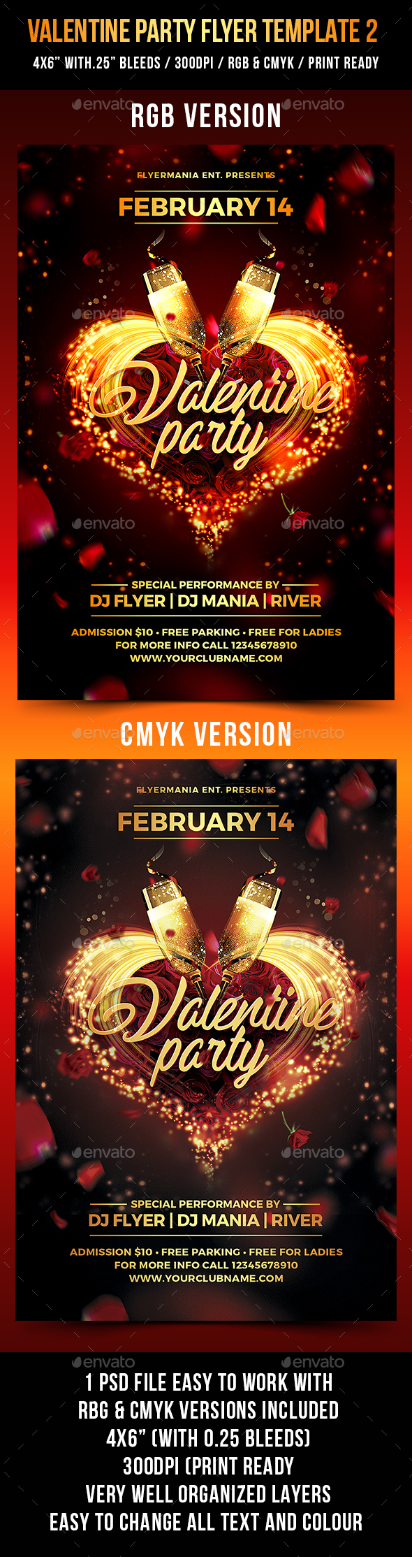 Valentine Party Flyer Template 2