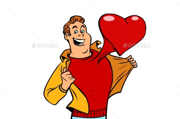 Romantic Man with a Red Heart Valentine