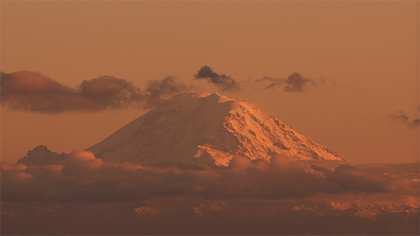Seattle, Washington, USA - The Mount Rainier at Sunset