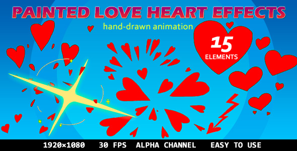 Painted Love Heart 2D Effects (15 Elements)