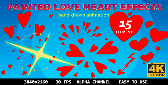 Painted Love Heart 2d Effects (15 Elements) 4K