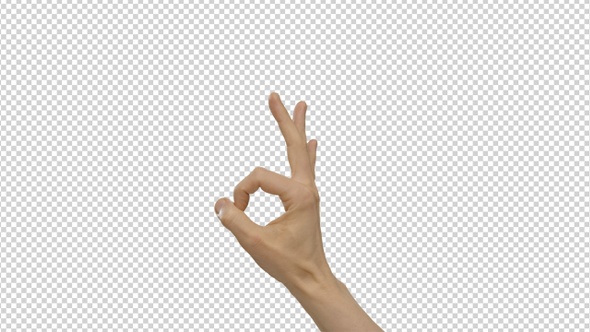 Hand showing Ok sign - 4K Alpha