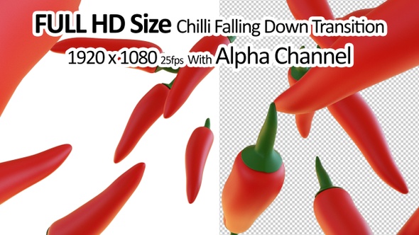 Chillies Falling Down Transition with Alpha Channel