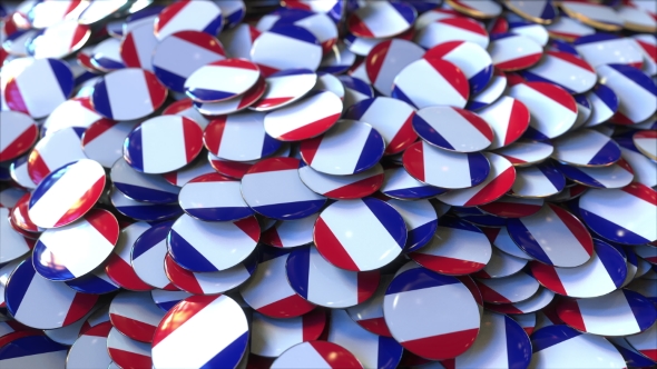 Pile of Badges Featuring Flags of France alt