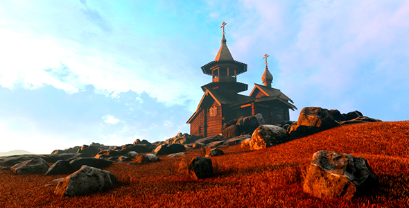 Wooden Church On Top Of A Mountain alt
