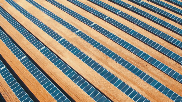 Aerial of Rows of Solar Panels