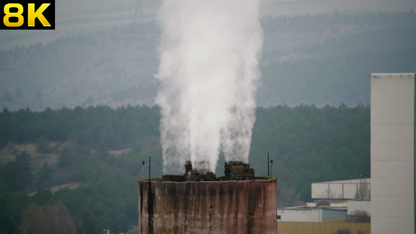 Industrial Factory Chimney in the Forest