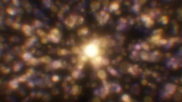 Abstract Brown Bokeh Particles and Light Rays from Sun Shining - 4K