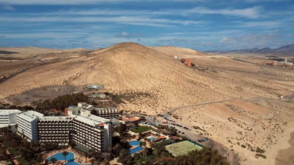 Aerial Panorama of Costa Calma Beach, Fuerteventura, Canary Islands