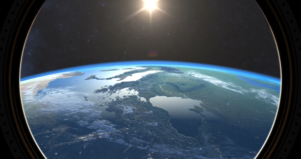 Earth Sunset, Spacewalk View From Space Station alt