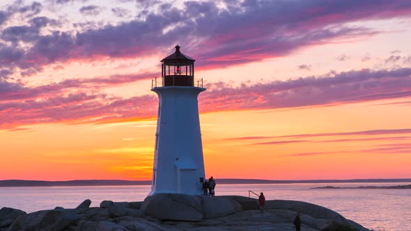 Sunset over Peggy's Cove Lighthouse Atlantic Coast Nova Scotia Canada