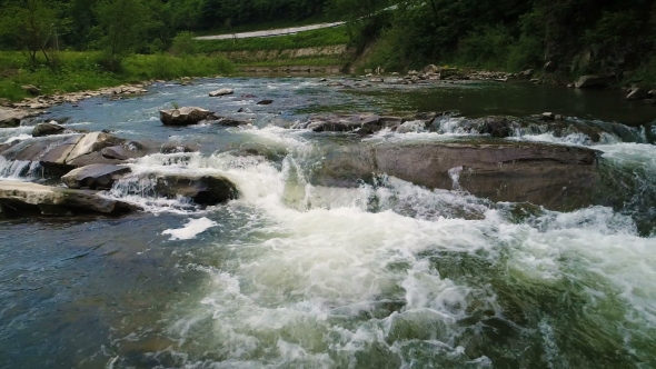 Beautiful River in Carpathian Mountains