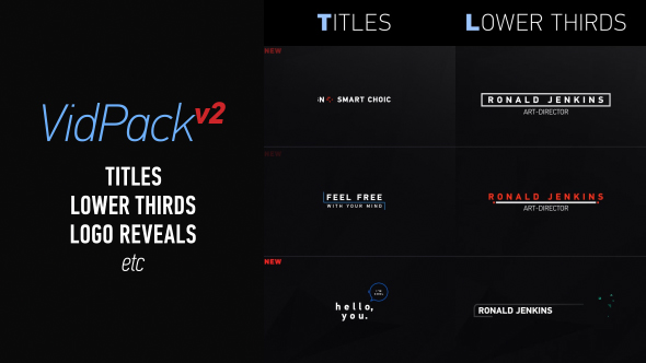VidPack v2 | Titles, Lower Thirds, Logo Reveals etc