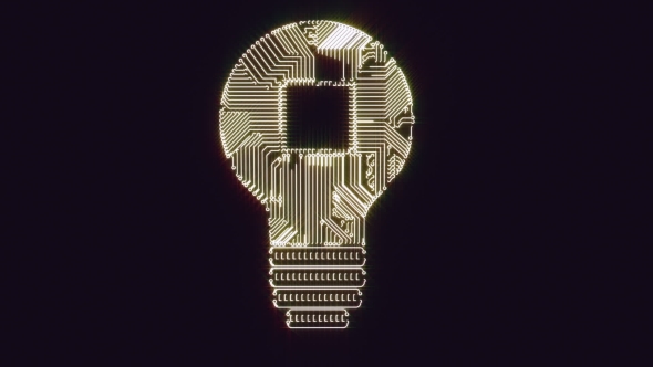 Light Bulb Idea Icon with Gears with Circuit Board Inside alt