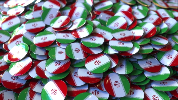 Pile of Badges Featuring Flags of Iran alt