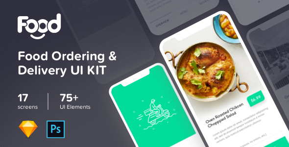 Food Ordering & Delivery UI kit 17  Sketch -  PSD Template