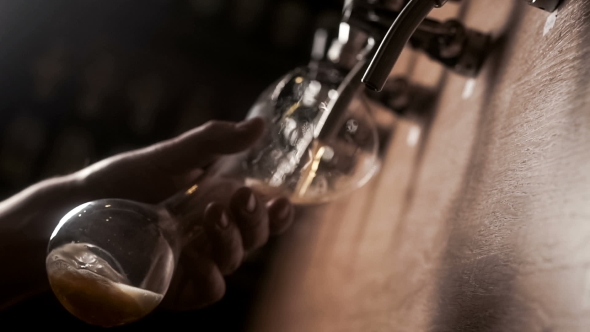 Bartender Pouring Beer In The Bar