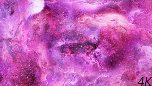 Flying Through Abstract Abstract Purple and Pink Nebulae in Space alt