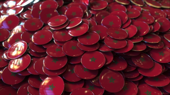 Pile of Badges Featuring Flags of Morocco alt