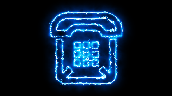 Telephone Blue Electric Fire Icon 06