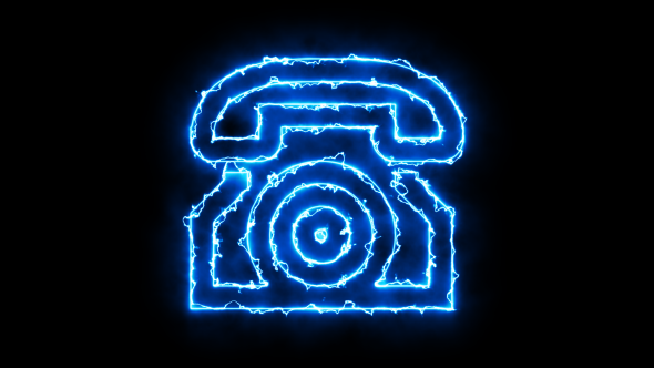 Telephone Blue Electric Fire Icon 07