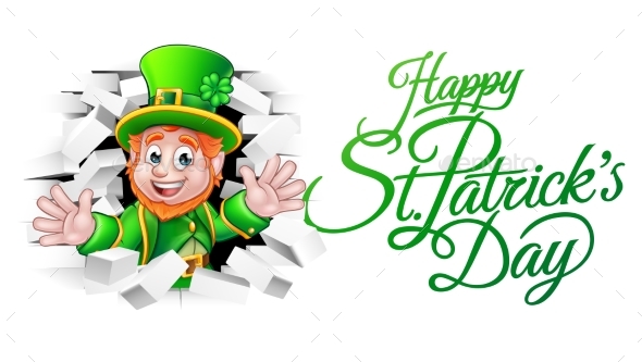 Happy St Patricks Day Cartoon Leprechaun