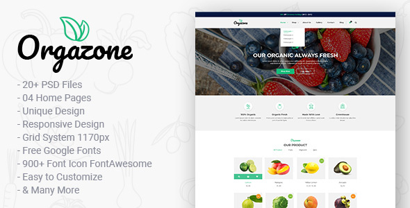 Orgazone | Responsive Organic Store & Farm PSD Template