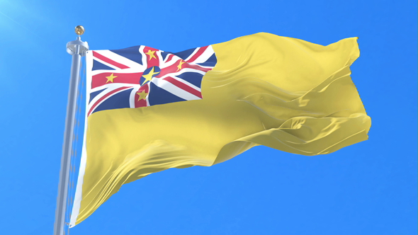 Flag of Niue Waving