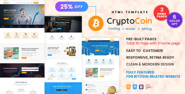 CryptoCoin - Bitcoin Crypto Currency Wallet and Mining Template