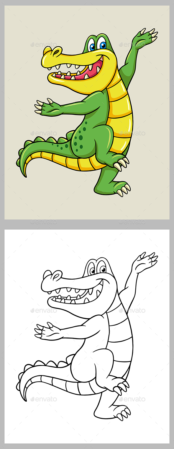 Crocodile Cartoon Coloring Page