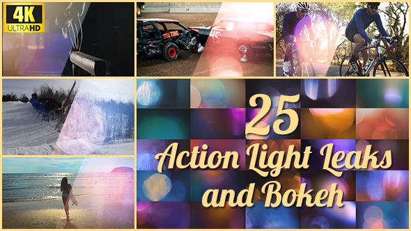 25 4K Action Light Leaks and Bokeh
