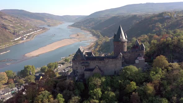 Castle Overlooking the Town of Bacharach on the Shores of the Rhine in Germany