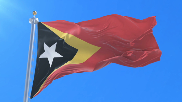 Flag of East Timor Waving