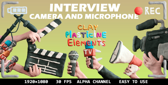 Interview, Camera And Microphone Plasticine (Clay) Elements