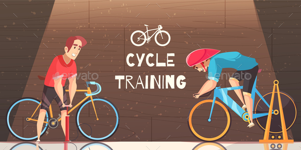Cycle Racing Training Cartoon Illustration