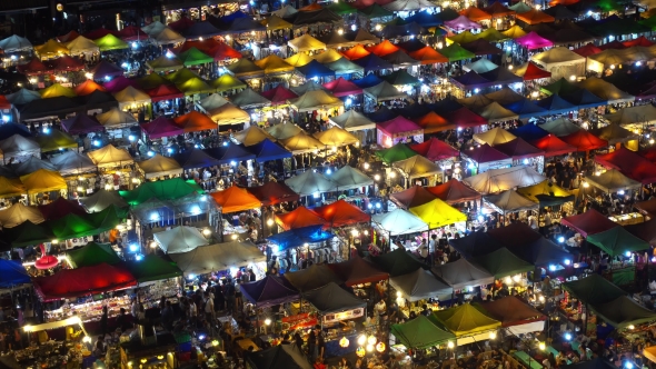 High View of Rod Fai Night Market, Ratchada