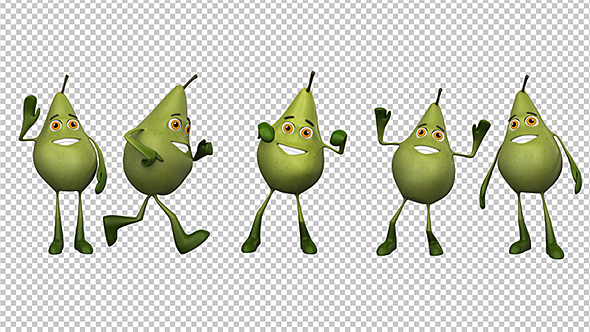 Pear - Funny 3d Cartoon Vegetable Character (5-Pack) alt