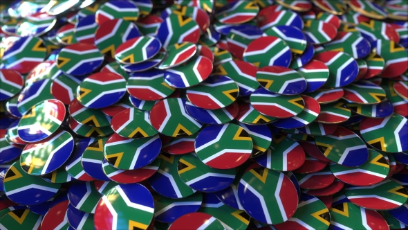 Pile of Badges Featuring Flags of South Africa alt
