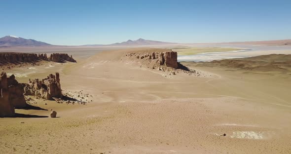 Aerial view of Tara's Cathedrals in Atacama Desert