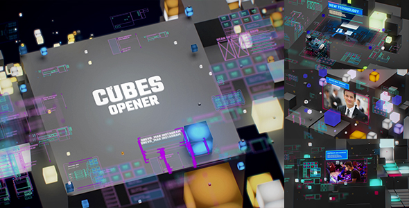 TV Broadcast Cubes Opener / Modern HUD and UI Intro / YouTube Technology Reviewers