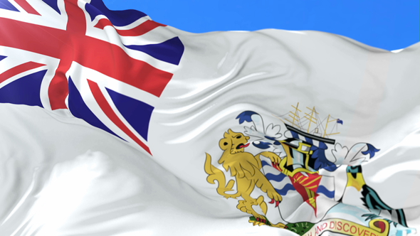 Flag of British Antarctic Territory Waving