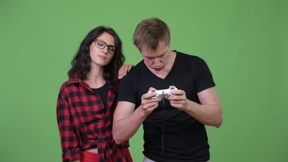 Young Couple Playing Games Together