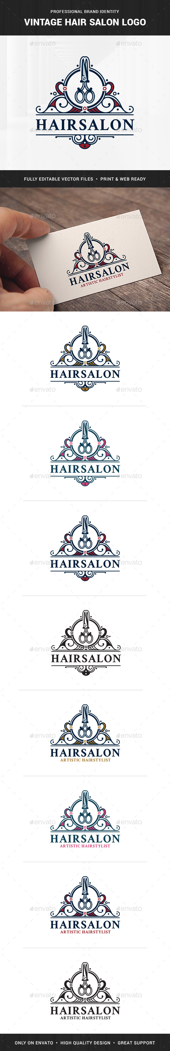 Vintage Hair Salon Logo Template
