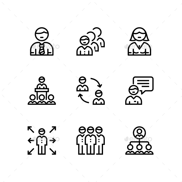 Business People, Meeting, Team Work Icons for Web and Mobile Design Pack 1