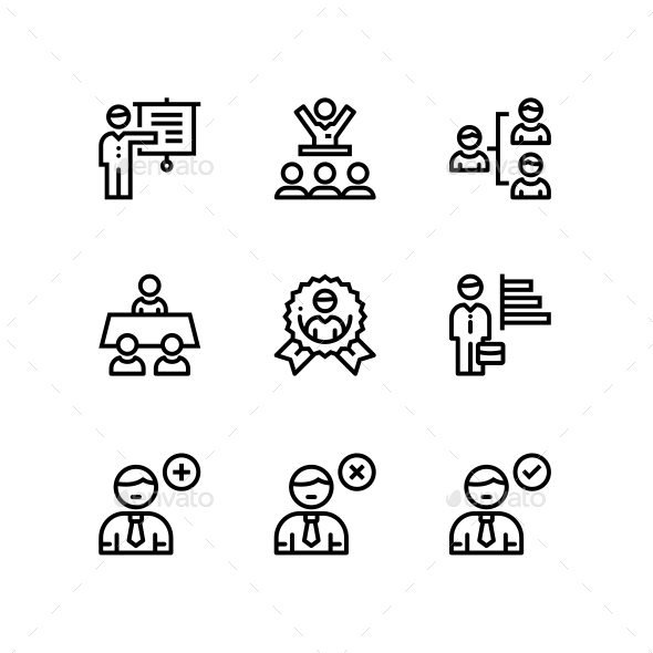 Business People, Meeting, Team Work Icons for Web and Mobile Design Pack 4