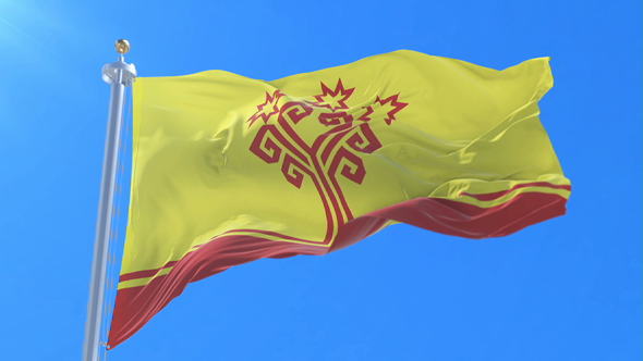 Flag of the Republic of Chuvashia Waving